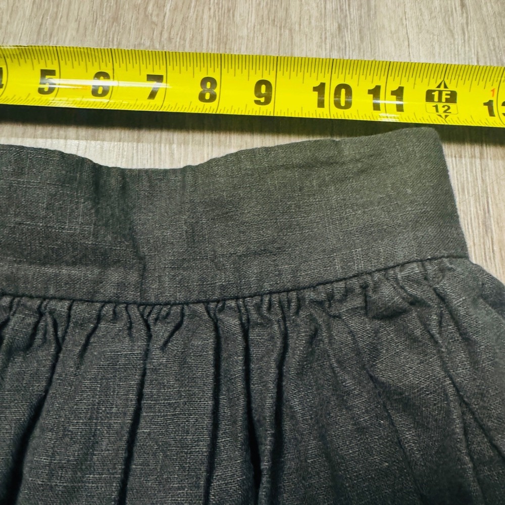 Ovate Black Linen Midi Skirt High Waisted A-Line Gathered Size S - Picture 5 of 7